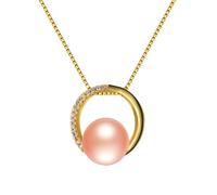 Colliers for Femmes, Collier de Perles d'eau Douce Naturelles 925 Pendentif Rond en Zircon Haute joaillerie for Femmes(Pink,Pink)