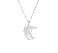 Colliers for femmes, collier pendentif carte de la Grèce for femmes - 316L Collier pendentif carte de la Grèce unisexe brillant simple style ethnique mode carte pendentif bijoux cadeau de Noël ui(Grey