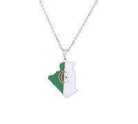 Colliers for femmes, collier pendentif carte de l'Algérie for femmes - Collier pendentif carte de l'Algérie Collier pendentif drapeau de l'Algérie Collier pendentif rétro homme et femme 316L Bijoux pe