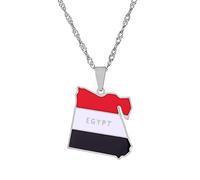 Colliers for femmes, colliers for hommes avec carte for femmes - Collier avec pendentif carte et drapeau de l'Égypte, chaîne 316L, 45/60 cm, collier avec carte, pendentif avec drapeau et breloque cart
