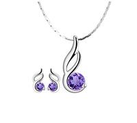 Colliers for femmes, pendentifs for femmes, ensemble de boucles d'oreilles et collier avec pendentif en argent sterling for femme, collier en améthyste naturelle, pendentif classique en pierre naturel