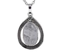 Colliers Goutte D'Eau Pour Femmes Et Hommes | Pendentif Ovale En Cristaux Naturels Avec Breloque Chaîne En Argent Tour De Cou En Perles De Pierres Précieuses Bijoux De Méditation Yoga Équilibre