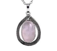 Colliers Goutte D'Eau Pour Femmes Et Hommes | Pendentif Ovale En Cristaux Naturels Avec Breloque En Chaîne En Argent Tour De Cou En Perles De Pierres Précieuses Méditation Yoga Équilibre Bijoux