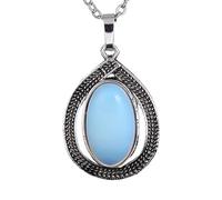 Colliers Goutte D'Eau Pour Femmes Et Hommes | Pendentif Ovale En Cristaux Naturels Avec Breloque En Chaîne En Argent Tour De Cou En Perles De Pierres Précieuses Bijoux De Méditation Yoga Équilib
