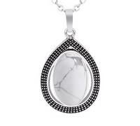 Colliers Goutte D'Eau Pour Femmes Et Hommes | Pendentif Ovale En Cristaux Naturels Avec Breloque En Chaîne En Argent Tour De Cou En Perles De Pierres Précieuses Méditation Yoga Équilibre Bijoux