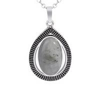 Colliers Goutte D'Eau Pour Femmes Et Hommes | Pendentif Ovale En Cristaux Naturels Avec Breloque En Chaîne En Argent Tour De Cou En Perles De Pierres Précieuses Méditation Yoga Équilibre Bijoux