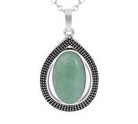 Colliers Goutte D'Eau Pour Femmes Et Hommes | Pendentif Ovale En Cristaux Naturels Avec Breloque En Chaîne En Argent Tour De Cou En Perles De Pierres Précieuses Bijoux De Méditation Yoga Équilib