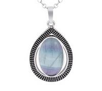 Colliers Goutte D'Eau Pour Femmes Et Hommes | Pendentif Ovale En Cristaux Naturels Avec Breloque En Chaîne En Argent Tour De Cou En Perles De Pierres Précieuses Méditation Yoga Équilibre Bijoux