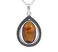 Colliers Goutte D'Eau Pour Femmes Et Hommes | Pendentif Ovale En Cristaux Naturels Avec Breloque En Chaîne En Argent Tour De Cou En Perles De Pierres Précieuses Méditation Yoga Équilibre Bijoux