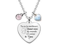 Colliers Grand-mère Cadeaux de Noël Appréciez Chaîne Réglable Citations Gravées Femmes Bijoux d'anniversaire Fête des Mères Journée Famille Personnalisée Accompagner Souvenir