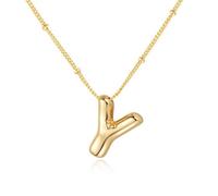 Colliers initiaux pour femmes filles Collier pendentif lettre A-Z plaqué or 14 carats Colliers monogrammes Bijoux initiaux de l'alphabet Collier délicat et tendance avec lettre initiale (Oro-Y)
