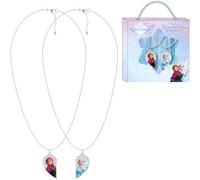 Colliers La Reine des Neiges avec pendentif cœur brisé | Ensemble de bijoux 2 pièces pour filles avec Anna et Elsa dans un coffret cadeau Disney