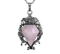 Colliers Longs Pour Hommes Et Femmes, Collier De Chaîne De Pull Fait À La Main Avec Pendentif En Pierre Précieuse En Losange, Bijoux Tendance Gothique Punk Hip-Hop, Cadeaux En Quartz Rose