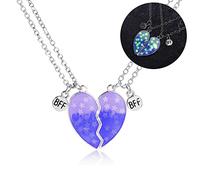 Colliers magnétiques uniques BFF pour 2 filles, bijoux d'amitié, cœur lumineux, licorne 3D, pendentifs papillon, cadeaux d'anniversaire, de Saint-Valentin