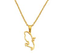 Colliers Pendentif Carte, Conception De Contour Martinique Carte Pendentif Colliers Pour Femmes Filles Île Française Bijoux Pays Contour Clavicule Chaîne Ras Du Cou Bijoux Collier, Jaune, 45 Cm Ou