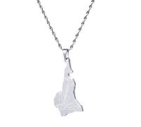 Colliers Pendentif Carte Du Cameroun - Charme Ethnique Géométrique Avec Noms De Villes Conception Cartes Colliers De Chaîne De Chandail, Bijoux Hip Hop Carte Patriotique, Pour Femmes Hommes Cade