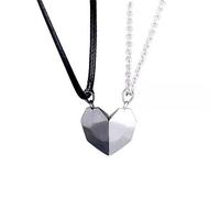 Colliers pendentif deux âmes un coeur pour couple, collier de couple aimant créatif en pierre de souhait