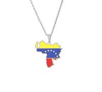 Colliers Pendentif En Émail Carte Du Venezuela - Colliers Créatifs Hommes Femmes Géométriques Nouveauté Accessoires Tendance, Charme Bijoux Ethniques Patriotiques Couple Clavicule Chaîne Ras Du