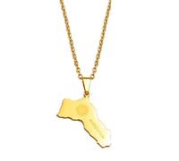 Colliers Pendentif Kurdistan,Conception Brillante Carte Contour Réglable Conception Brillante Chandail Chaîne Clavicule Chaîne,Pour Les Articles De Mode Femme Et Cadeau Amoureux De La Paix,Jaune