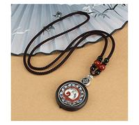 Colliers Pendentif Thangka en ébène Lotus Fait à la Main Vintage;Collier Gourde Paon Collier népalais for Dames et Hommes Bijoux Porte-Bonheur (Size : 3)