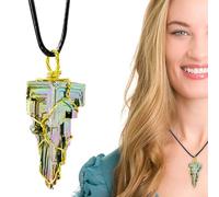 Colliers pendentifs bismuth - Pendentifs de minerai de bismuth en cristaux de métal naturel - Healing Stones Pendentif spirituel Bijoux en pierres précieuses naturelles avec cordon en cuir pour femmes