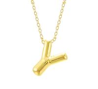 Colliers Perles Bâtons Colliers Organisateur Bijoux Bubble Letter Necklace Gold Initial Necklaces For Women Trendy Chunky Charm Pendant Necklaces Gold Jewelry Bijoux Colliers Bâtons (Y, One Size)