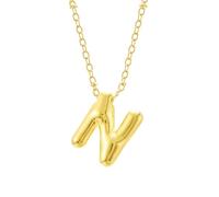 Colliers Perles Bâtons Colliers Organisateur Bijoux Bubble Letter Necklace Gold Initial Necklaces For Women Trendy Chunky Charm Pendant Necklaces Gold Jewelry Bijoux Colliers Bâtons (N, One Size)