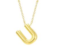 Colliers Perles Bâtons Colliers Organisateur Bijoux Bubble Letter Necklace Gold Initial Necklaces For Women Trendy Chunky Charm Pendant Necklaces Gold Jewelry Bijoux Colliers Bâtons (U, One Size)