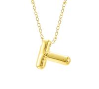 Colliers Perles Bâtons Colliers Organisateur Bijoux Bubble Letter Necklace Gold Initial Necklaces For Women Trendy Chunky Charm Pendant Necklaces Gold Jewelry Bijoux Colliers Bâtons (T, One Size)