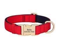 Colliers Personnalisés avec Étiquette D'identification pour Animaux De Compagnie, en Nylon Imperméable pour L'extérieur, pour Chihuahuas, Shiba Inus, Bouledogues, Schnauzers,Rouge,S