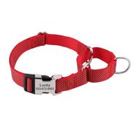 Colliers Personnalisés en Nylon pour Caniche, Pit Bull, Labrador, Bouledogue, Colliers De Sécurité Réfléchissants pour L'extérieur, avec Poignées,Rouge,M.