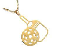Colliers Pickleball pour Femmes, Pendentif Élégant en Acier Inoxydable, Collier Creux Hommes Femmes Extérieur Voyage Salle Rencontre Sport