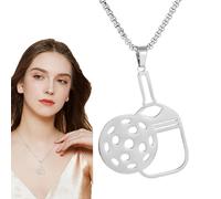 Colliers Pickleball pour Femmes - Pendentif Élégant en Acier Inoxydable - Collier Creux Unisexe pour Activités Extérieures Voyage Salle de Sport et Sortie