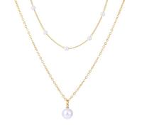 Colliers plaqués or avec perles pour femme - Tendance - Délicat - Ne ternit pas - 14 carats - Chaîne en or - Pendentifs ras du cou - Pour femme, Zinc, Pas de gemme