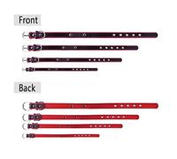 Colliers pour Animaux de Compagnie Collier pour Chien en Cuir avec étiquette de nom gravée personnalisée(Red 2,S (27-34 cm))