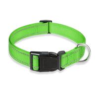 Colliers pour Animaux de Compagnie Collier réfléchissant pour Chien avec Laisse de sécurité réglable en Nylon Robuste et réglable(Green 2,S)