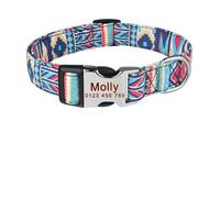 Colliers pour Animaux de Compagnie Collier réglable en Nylon pour Chien avec étiquette d'identification gravée et Motif écossais(Black 2,S)