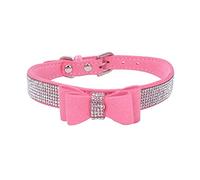 Colliers pour Animaux Familiers Strass Fibre De Cuir Arc Collier De Chat pour Chien Collier De Chien Scintillant À Diamants Collier Réglable pour Animal De Compagnie Qualité Supérieure
