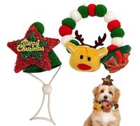 Colliers pour Chaton - Accessoire Doux de Renne de Noël avec Chapeau | Ornement Décoratif avec Boule en Peluche | pour Décoration Maison Amusante Célébration Fête Adoration Famille Vacances