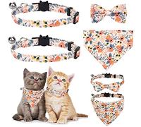 Colliers pour chats avec cloches Collier papillon amovible Bandana, 2 colliers pour animaux de compagnie + 1 Bandana pour chien + 1 nœud, collier pour chaton, Nœud papillon pour chien