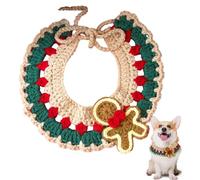 Colliers pour chats de Noël - Bavoir en laine fait à la main au crochet avec chaton | Collier de Noël pour chats, colliers pour chiens, écharpe de Noël réglable tissée à la main pour chats, chiots,