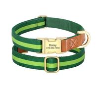 Colliers pour Chiens personnalisés Colliers pour Animaux de Compagnie en Cuir et Nylon personnalisés Colliers d'identification gravés avec nom(Green 2,L)