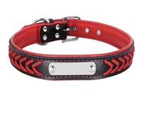 Colliers pour Chiens Personnalisés pour Chiens de Petite, Moyenne et Grande Taille, Personnalisé avec Plaque Signalétique, D'identification pour Chien en Cuir Tressé (Rouge S)