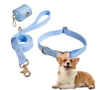 Colliers pour chiot - Ensemble collier et laisse assortis | Colliers réglables pratiques pour animaux de compagnie avec un support pour sac à déjections, collier robuste pour chiots et chiens de