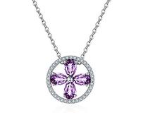 Colliers pour femmes filles Crystal Crystal Amethyst Clover Article Pendant Ladies Bijoux Colliers Colliers pour femmes Chaîne Girls avec S925 Colliers de tour de cou en argent sterling, Colliers