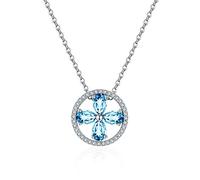 Colliers pour femmes filles Crystal Natural Topaze Clover Article Pendant les dames bijoux Colliers Colliers pour femmes avec les filles avec S925 Colliers de tour de cou en argent sterling, colliers