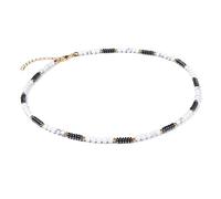 Colliers Pour Femmes Hommes 4 MM Perles Collier En Pierre Naturelle Chaîne Réglable Lave Tour De Cou Bijoux,Howlite Blanche,45cm