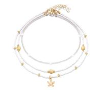 Colliers pour hommes Collier de l’amitié Ce collier multicouche sur le thème de la plage de style bohème avec des perles imitation coquillage et étoile de mer est un excellent cadeau pour les dames.