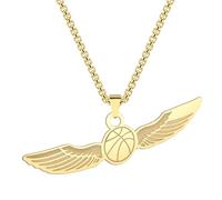 Colliers pour hommes et femmes, collier avec pendentif ballon de basket ailé pour hommes garçons punk talisman sport chaîne breloque chaîne Hip Hop bijoux