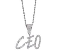 Colliers prénom collier personnalisé avec lettres cursives, pendentif initial sur mesure plaqué or 18 carats avec effet Iced Out et chaîne tennis, cadeau de bijoux hip-hop pour hommes et femmes